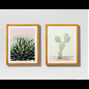 Framed Cactus Wall Print 2pk White/Green - EUC!